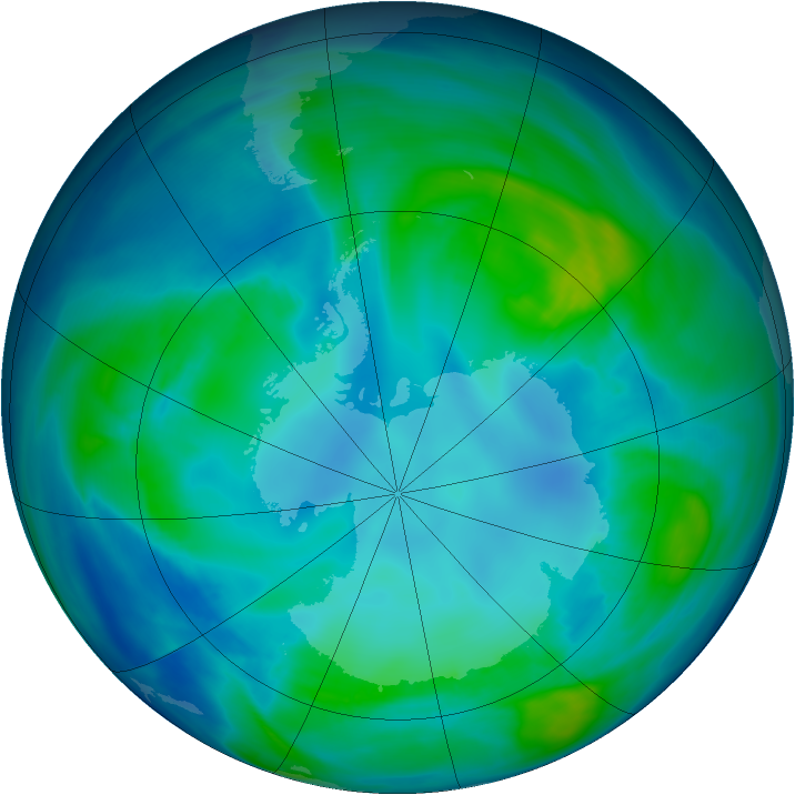Antarctic ozone map for 28 April 2008